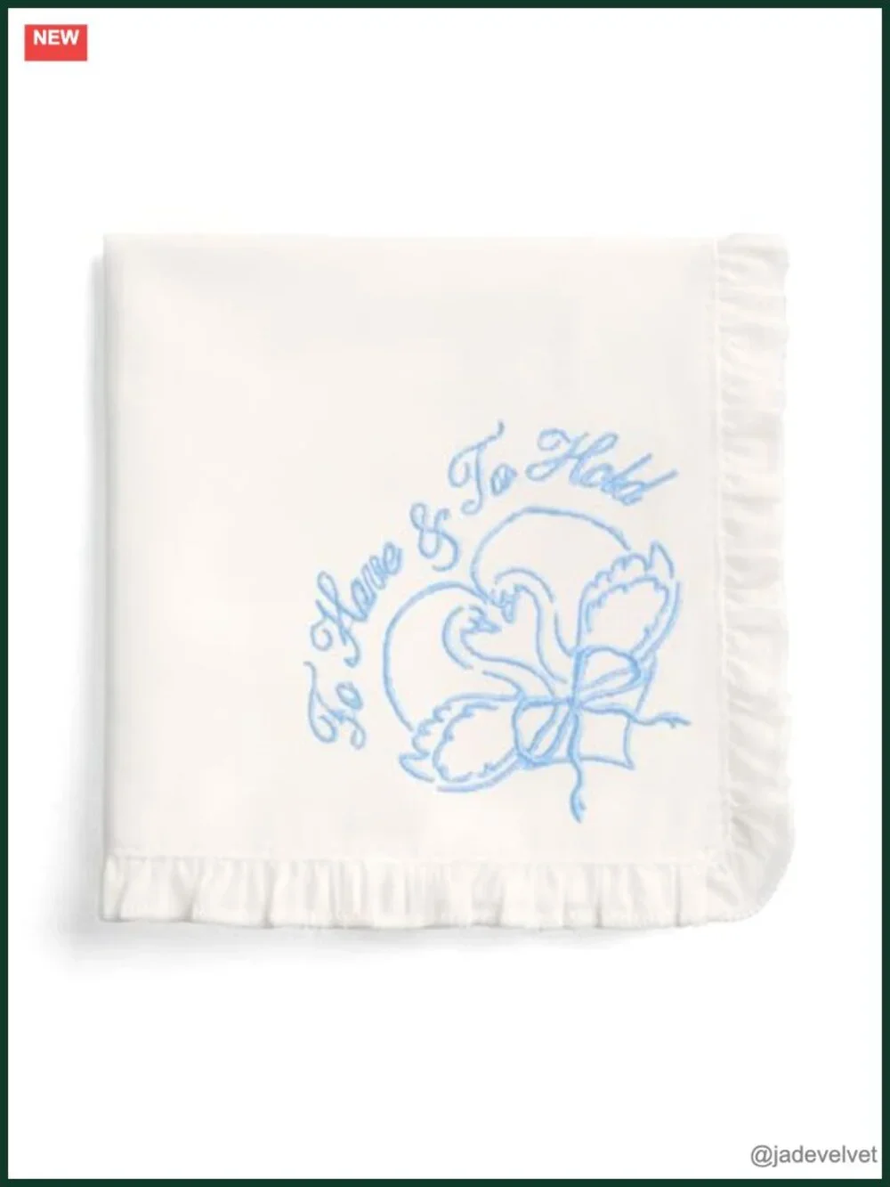 Embroidered Swan Ruffle Edge Handkerchief - Wedding Bride Gift